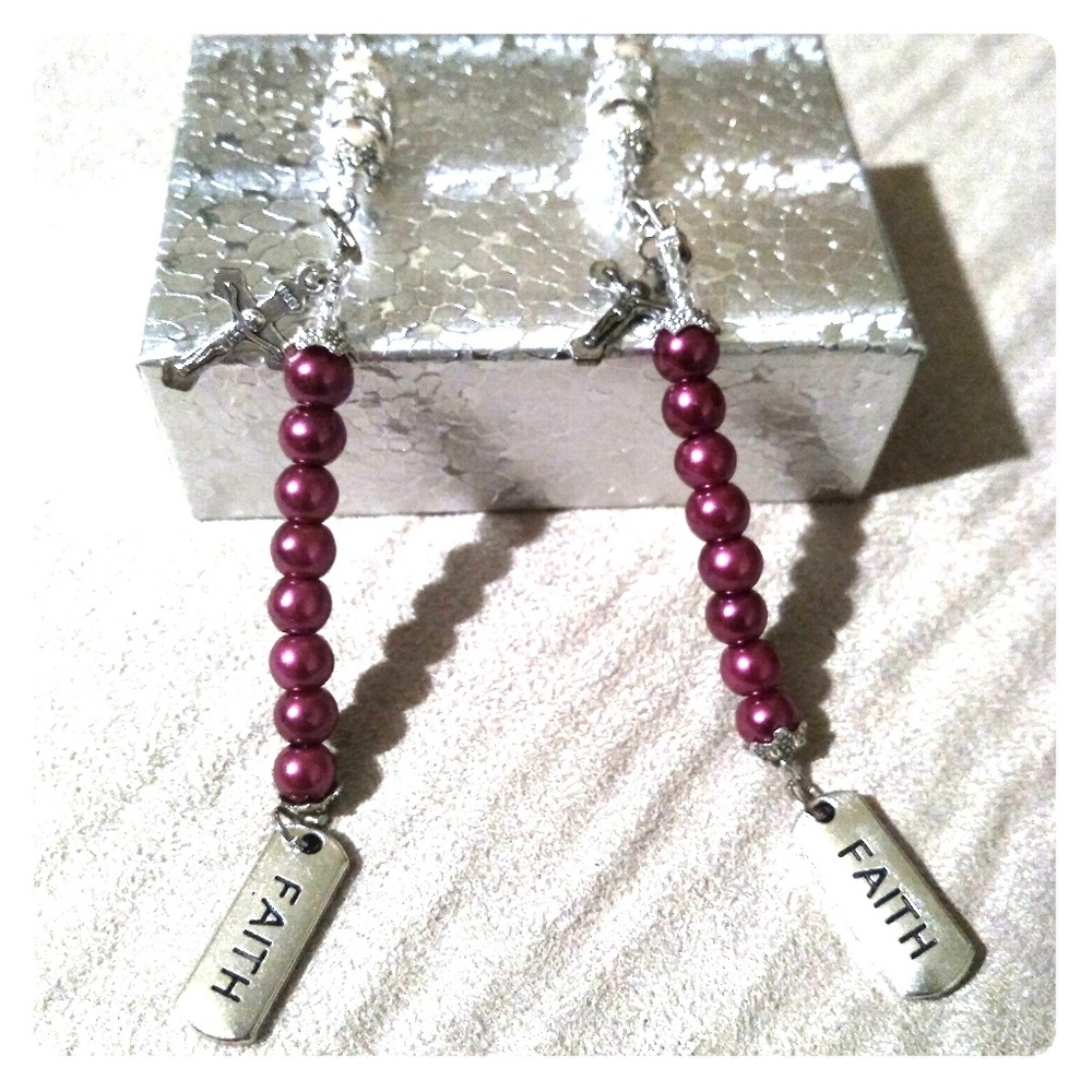 Long  handmade earrings, red earrings